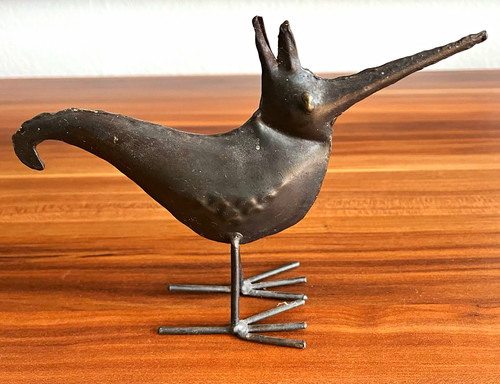 Vintage metall vogel figur - metall,
