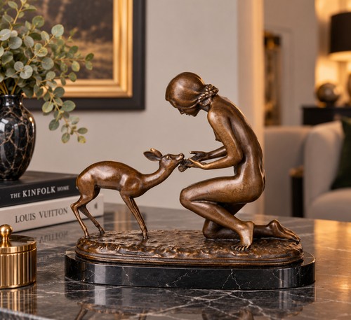 Bronze skulptur frau - reh,