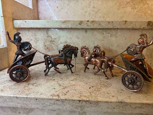 Streitwagen skulptur metall - streitwagen,