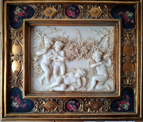 Putto alabaster flachrelief - putto, alabaster-flachrelief