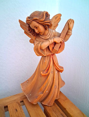 Engel figur mit laute beige - engel,