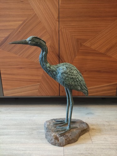 Bronzefigur graureiher - bronzefigur,