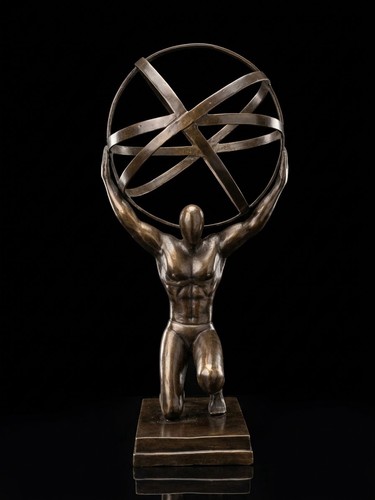 Bronze atlas statue knieender - bronze,